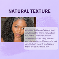 ANNA Factory Direct Extensions de cheveux 100% naturels couleur naturelle en vrac pour tresses bohèmes, torsades crépues et tresses de locs, vente en gros