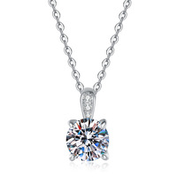 Collier chaîne clavicule en argent sterling S925 XL309, simple, avec quatre griffes, en moissanite