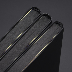 Hardcover A5 <strong>Notebook</strong> with 100 Sheets Black PU Faux Leather Cover Soft Paper Journal Conferences <strong>Lined</strong> Pages Engraved Logo - Product Image 6