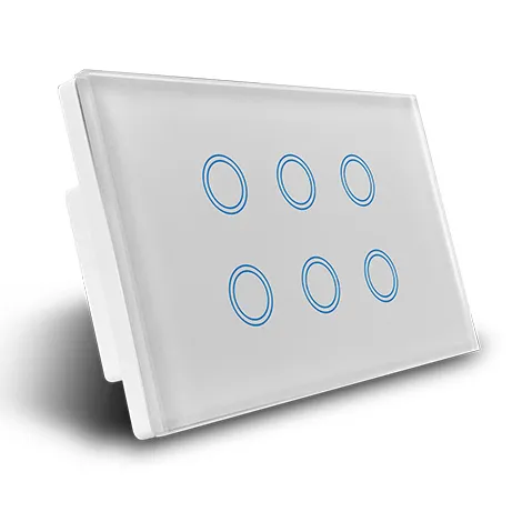 Makegood Tempered glass cover light switch Australian standard SAA Smart switch 6gang with neutral wire