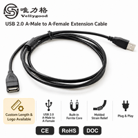 Prix usine 1.5M câble d'extension USB Super Speed veste en PVC noir avec blindage de tresse pour chargeur de téléphone portable et utilisation sur ordinateur