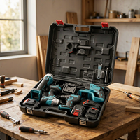 Ensemble d'outils électriques sans fil au lithium sans balais avec perceuse à percussion, meuleuse d'angle et clé à chocs pour atelier et chantier