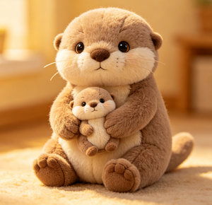 Peluche Personalizado de Madre y Cachorro de <span class=keywords><strong>Nutria</strong></span> Abrazándose, Muñeco de Compañía para Dormir para Niños, Relleno de Algodón PP, Animal de Peluche Educativo y Suave - Product Image 3