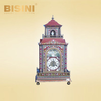 Horloge de table en cloisonné de luxe, cuivre plaqué or, motifs floraux classiques exquis, émail, horloge de bureau