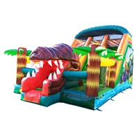Nouveau design de parc à thème gonflable avec toboggan, château gonflable pour enfants en forme d'animal dinosaure, toboggan en PVC, installation facile, parc extérieur