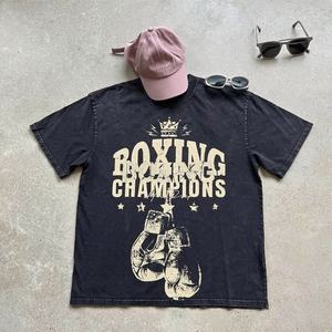 เสื้อยืดกราฟิกย้อนยุคคลาสสิกคุณภาพสูงสำหรับผู้ชายเสื้อยืดผ้าฝ้ายนิ่มดูซีดจางสั่งซื้อจำนวนมาก - Product Image 4