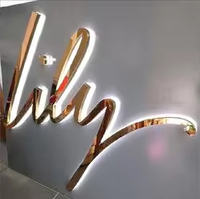 Lettres métalliques rétroéclairées en acier inoxydable brossé de qualité supérieure avec logo LED Halo pour signalétique murale de réception d'entreprise