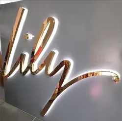 Lettres métalliques rétroéclairées en acier inoxydable brossé de qualité supérieure avec logo LED Halo pour signalétique murale de réception d'entreprise - Product Image 4