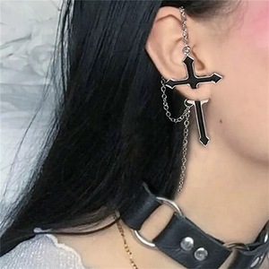 Cross Stud <b>Earrings</b> Zinc Alloy Stainless Steel <b>Post</b> Chain Unisex Korean Style Fashion Jewelry - Product Image 1