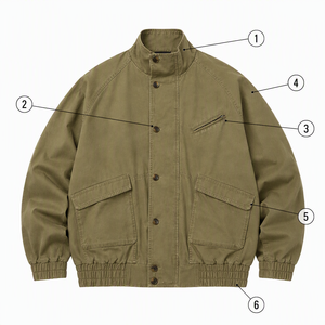 Men's Oversized Cotton Canvas Button-Front Jacket Loose Fit Utility Workwear <b>Coat</b> with Stand Collar Multi Pockets - Product Image 5
