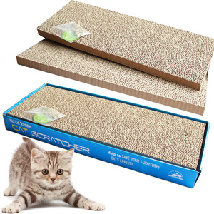 Planche à gratter pour chat 51x21x3cm, jouet pour chat en carton ondulé plat double face pour affûter les griffes - Product Image 1