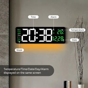 Horloge numérique intelligente avec écran miroir, lumière d'ambiance, petite taille de bureau, format grand écran, lumière LED lumineuse, décoration de la maison, éducation - Product Image 3