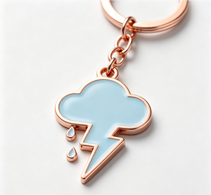 Llavero de Metal con Forma Irregular de Nube y Rayo, en Aleación de Zinc Color Oro Rosa - Product Image 3