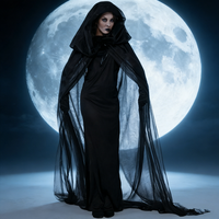 Jupe de sorcière médiévale pour fête de Noël - Costume de luxe pour femmes adultes en gros, style gothique noir, Halloween et rassemblements festifs