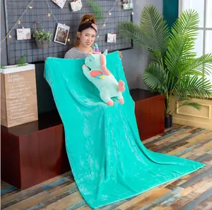Новый продукт 2 в 1 подушка в форме животного единорога одеяло плюшевое детское дорожное флисовое Подарочное одеяло - Product Image 3