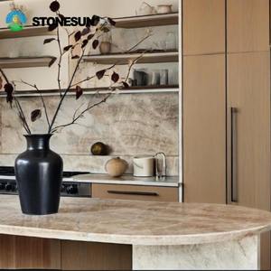 سطح طاولة مطبخ فاخر مخصص من الكوارتزيت الطبيعي على شكل تاج محل من ستون سن، منضدة حجرية، سطح رخامي لطاولة الزينة - Product Image 2