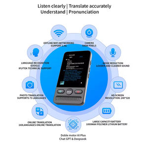 Traducteur vocal intelligent à écran tactile IPS <span class=keywords><strong>de</strong></span> 1,85 pouce, traduction <span class=keywords><strong>vocale</strong></span> face à face, assistant vocal IA, traducteur <span class=keywords><strong>de</strong></span> 138 langues pour les voyages d'affaires - Product Image 3