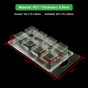 กล่องพลาสติกใสแบบฝาพับ CPET รีไซเคิลได้ รับรองมาตรฐาน ISO พร้อมโลโก้สั่งทำ สำหรับบรรจุภัณฑ์เทียนหอมแบบแว็กซ์เมลท์ พร้อมสติกเกอร์ จากกวางตุ้ง - Product Image 2