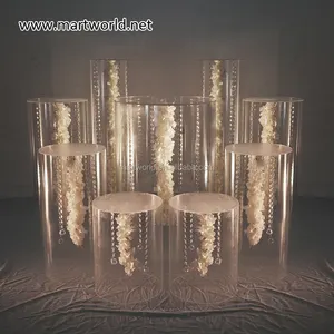 पारदर्शी एक्रिलिक शादी कुर्सी स्तंभ केक टेबल कुरसी सिलेंडर ब्राइडल शावर के लिए बच्चों के जन्मदिन की पार्टी सजावट (MWS-034)
