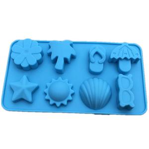 Moldes de Silicona con Temática de Playa de la Serie Tropical HY, Moldes para Cubitos de Hielo con Forma de <span class=keywords><strong>Sol</strong></span>, Estrella, Flor <span class=keywords><strong>y</strong></span> Árbol, Moldes para Hornear Pasteles <span class=keywords><strong>y</strong></span> Chocolate - Product Image 1