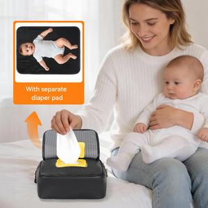 <span class=keywords><strong>Sac</strong></span> à langer mini élégant en cuir PU haut de gamme avec fonction résistante à l'eau pour bébé fille et garçon, avec matelas à langer intégré - Product Image 6