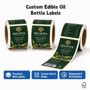 Etiquetas de Marca Privada para Aceite de Cocina, Aceite Comestible de Semillas de Girasol, Mezcla de Aceite de Oliva, Pizza, Snacks, Alimentos para Mascotas, Papel UV Artístico, Vinilo Térmico - Product Image 2