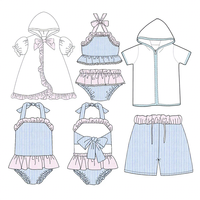 Toalla de Seersucker personalizada, traje de baño para bebés, ropa de baño de una pieza, Bikini y trajes de baño para niños