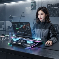 Support de refroidissement pour ordinateur portable D13 à 6 ventilateurs, base de refroidissement RGB pour jeux, en aluminium et plastique, pour ordinateurs portables de 11 à 21 pouces