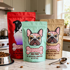 Bolsa de plástico personalizada con cierre de cremallera y sellado repetido, embalaje de grado alimenticio, varios tipos de comida para perros, bolsa de papel de aluminio a prueba de olores - Product Image 1