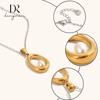 Collier pendentif en acier inoxydable plaqué or 18 carats avec imitation perle pour femme, vente en gros, bijoux tendance bicolores style bohème
