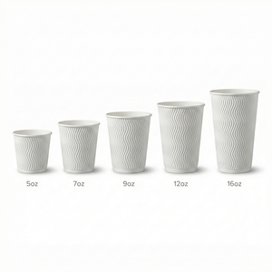 Vaso de Papel Impreso con Pared Ondulada de 9oz/270ml, Grado Alimenticio, Personalizable, Compostable, Reciclable, Ecológico, para Café y Catering - Product Image 3