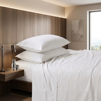 Parure de draps d'hôtel Hilton de luxe personnalisée, douce et confortable, 100% coton 60S 300TC, rayures blanches de 1 cm