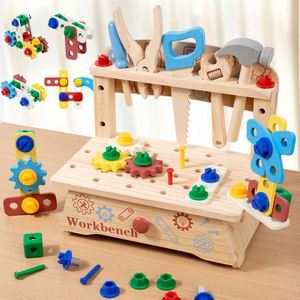 Montessori STEM Educational Construction <b>Toys</b> Wooden <b>Tools</b> Bench Kids Pretend Play <b>Tool</b> <b>Set</b> for Boys - Product Image 1