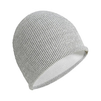 Topi Beanie Abu-abu dengan Garis Reflektif Grosir Benang Akrilik untuk Topi Rajut Desain Logo Kustom Beanie Reflektif