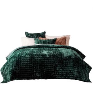Luxury Modern Velvet Quilt Set Dusty Mauve Pink Oversized Coverlet <b>Bedspread</b> King Size <b>Quilted</b> Comforter Bedding Set - Product Image 1