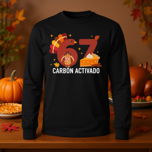 67 Meme Six Seven Turkey Pumpkin Pie T-shirt a maniche lunghe per il Ringraziamento - Product Image 3