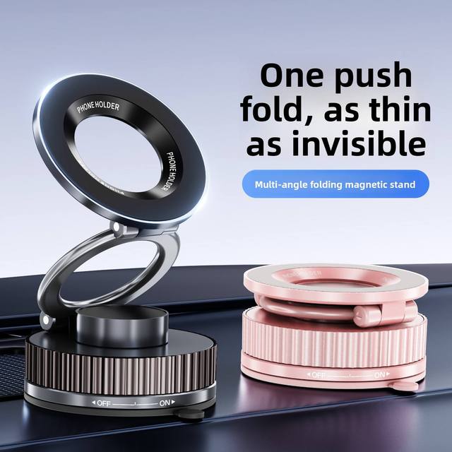 Multifunctional Folding 360 Degree Rotating Car Phone Holder Strong Magnets Mobile Stand Vacuum Suction for for Bed Desk Use