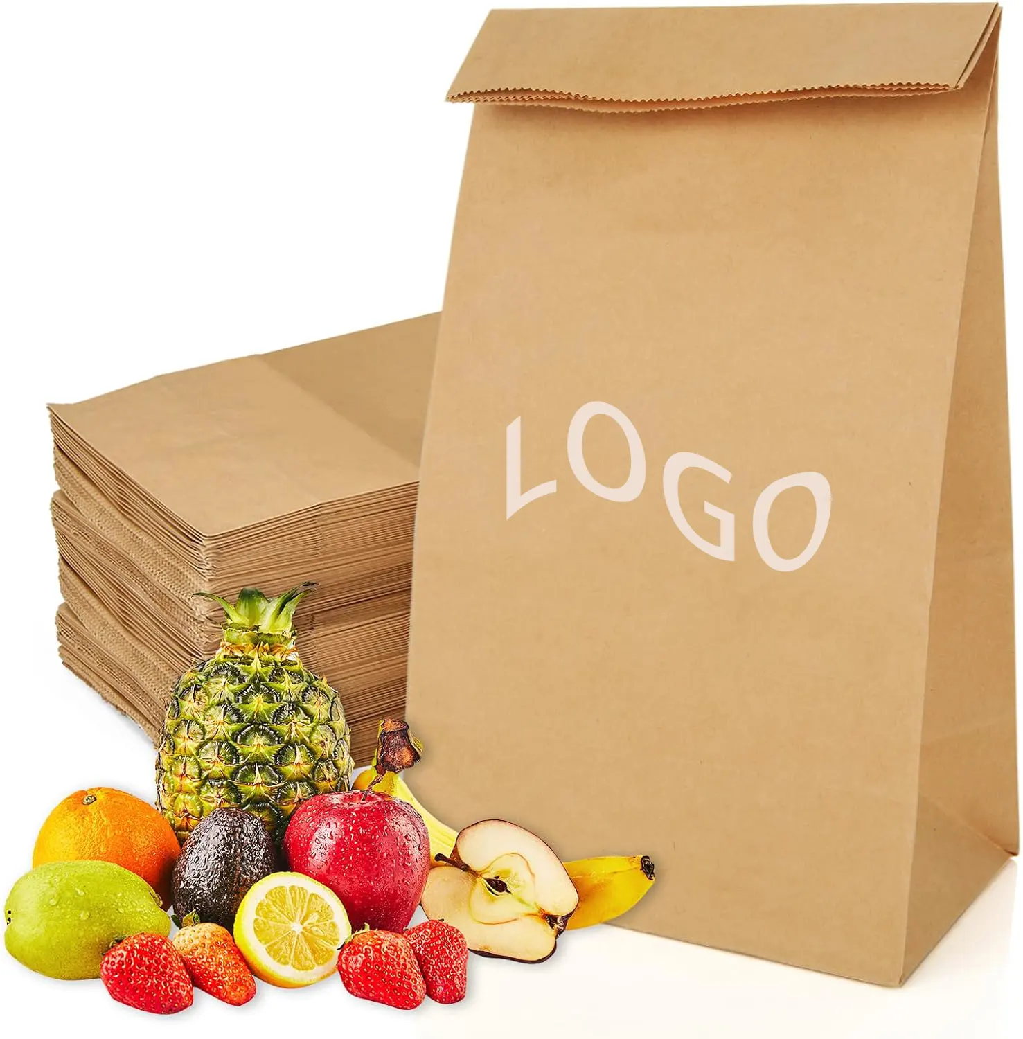 High Quality Custom Logo Printed Paper Bag Kraft Takeaway Paper Bag For Multiple Food Hamburger Bread