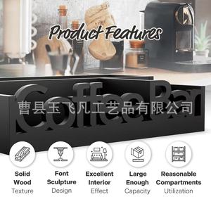 Coffee Bar Wooden Storage Box 30.5x19x7.6cm For Coffee Pods And Bottles Desktop Organizer - Product Image 4