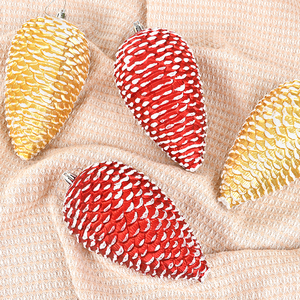 Factory <b>Gold</b> Red PVC Pine Nut Pendant Pine Cone Shape Eco-friendly Chunky <b>Tree</b> Scene Layout <b>Christmas</b> Decorations Minimum 1kg - Product Image 1