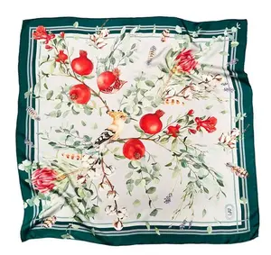 Özel etiket renkli baburussian rus eşarp 60*60cm kare saten bandana ipek mendil