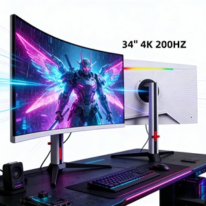<span class=keywords><strong>Monitor</strong></span> Curvo de 34 Pulgadas con Alta Frecuencia de Actualización de 200Hz, Resolución 3440x1440p, Tiempo de Respuesta de 1ms, Pantalla para Juegos con <span class=keywords><strong>DP</strong></span> y <span class=keywords><strong>HDMI</strong></span> - Product Image 1