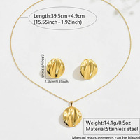Ensemble collier et boucles d'oreilles en acier inoxydable plaqué or 18 carats, motif cœur, nœud et fleur, bijoux résistants au ternissement pour femmes, à porter au quotidien