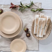 Assiettes en bambou jetables, vaisselle en bois biodégradable et écologique, plateaux en bambou pour restaurants et fêtes