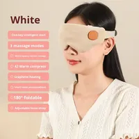Masseur oculaire chauffant sans fil en graphène et flanelle, masque électrique lavable pour les yeux, 8 modes de vibration, rechargeable, contrôle de la minuterie, pour les yeux secs