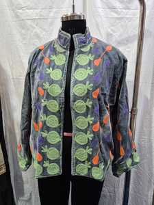 Grey <b>Velvet</b> Suzani Embroidered <b>Jacket</b> for <b>Women</b> Luxury Floral Threadwork Ethnic Winter Outerwear Designer Party Fashion <b>Jacket</b> - Product Image 5