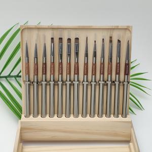 Набор кистей для дизайна ногтей класса люкс: металлическая ручка, обжимной наконечник, нейлоновая щетина, с возможностью нанесения логотипа, плоские и овальные кисти для гель-лака - Product Image 2