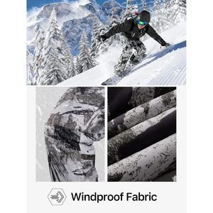 FOXA Mens Snow Bib Pants <b>Waterproof</b> Insulated Windproof Ski <b>Overalls</b> Camo Print Synthetic Fiber 100% Polyester - Product Image 5