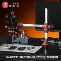 Microscope trinoculaire YCS 6558X avec bras articulé Golden Dragon 360° et pince pour réparation de téléphones, garantie 1 an