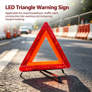 Triangle de signalisation routière LED rouge réfléchissant avec support métallique stable pour avertissement d'urgence en cas de panne de véhicule sur <span class=keywords><strong>autoroute</strong></span> - Product Image 6